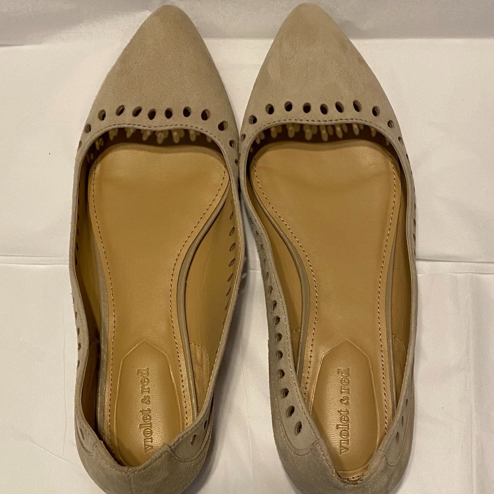 Violet and Red leather ballet flats